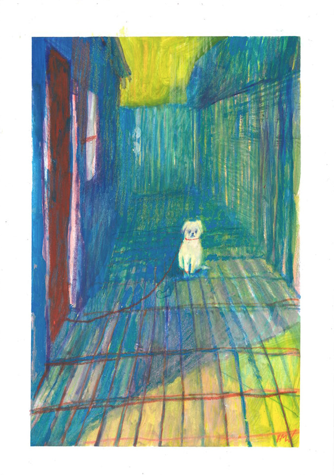 'Curious Dog in Hobro' Original Drawing