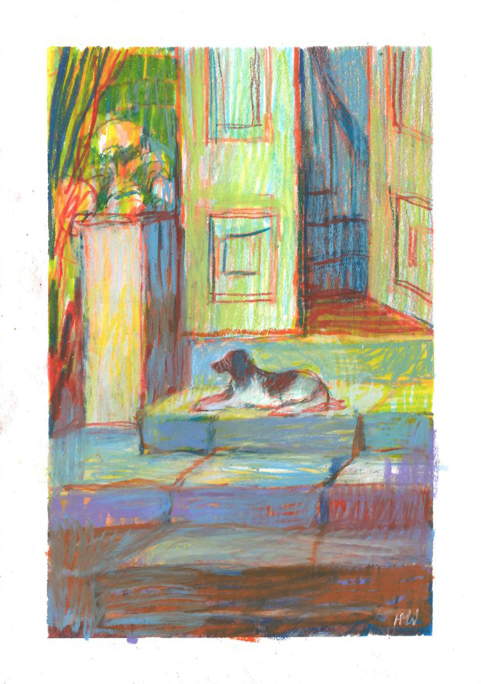 'Evening at Sct. Mogens Gade' Original Drawing